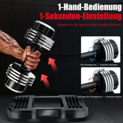 2,5 / 5 / 7,5 / 10 / 12,5 kg Kurzhantel mit Ständer und Gewichtsangabe Schwarz