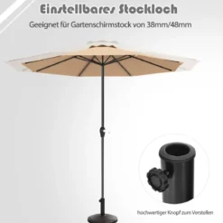 12 kg Sonnenschirmständer aus Kunstharz in Rattanoptik Runder Schirmständer Bronze