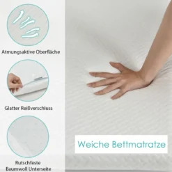 Kühlender Gel-Topper Matratzenauflage mit abnehmbarem Bezug 200 x 140 x 5 cm Weiß