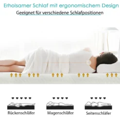 Kühlender Gel-Topper Matratzenauflage mit abnehmbarem Bezug 200 x 140 x 5 cm Weiß