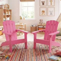 Kinder Adirondack Stuhl aus HIPS Gartenstuhl mit Ergonomischer Rückenlehne Rosa