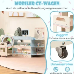 Kinder Arzt Spielset mit Sehtafel & Spielzeug-CT-Gerät Holz Krankenhaus Rollenspiel Kit Blau