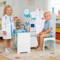 Kinder Arzt Spielset mit 27 Zubehörteilen Medizinisches Zentrum mit EKG Monitor Blau