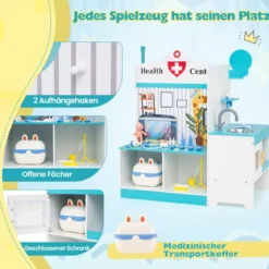 Kinder Arzt Spielset mit 27 Zubehörteilen Medizinisches Zentrum mit EKG Monitor Blau