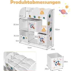 Kinder Aufbewahrungsschrank mit 5 Fächern & 2 Stoffschubladen Universum