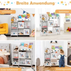 Kinder Aufbewahrungsschrank mit 5 Fächern & 2 Stoffschubladen Universum