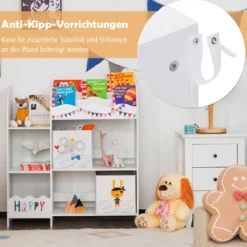 Kinder Aufbewahrungsschrank mit 5 Fächern & 2 Stoffschubladen Pirat
