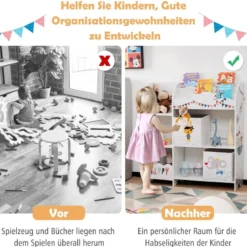 Kinder Aufbewahrungsschrank mit 5 Fächern & 2 Stoffschubladen Pirat