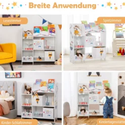 Kinder Aufbewahrungsschrank mit 5 Fächern & 2 Stoffschubladen Pirat