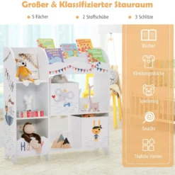 Kinder Aufbewahrungsschrank mit 5 Fächern & 2 Stoffschubladen Pirat