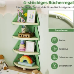 Kinder Bücherregal in Bauform mit Sternmuster 4-stöckiges Kinderregal Eckregal Spielzeugregal