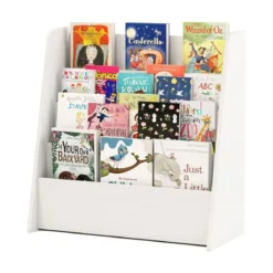 Kinder Bücherregalmit 4 Ablagefächern Kinderregal Zeitschriftenständer bücherständer