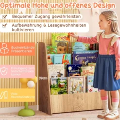 Kinder Bücherregalmit 4 Ablagefächern Kinderregal Zeitschriftenständer bücherständer