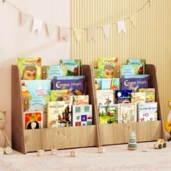 Kinder Bücherregalmit 4 Ablagefächern Kinderregal Zeitschriftenständer bücherständer
