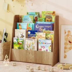 Kinder Bücherregalmit 4 Ablagefächern Kinderregal Zeitschriftenständer bücherständer