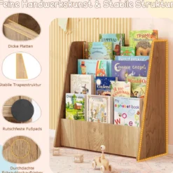Kinder Bücherregalmit 4 Ablagefächern Kinderregal Zeitschriftenständer bücherständer