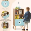 Kinder Bücherregal mit 3 Ebenen & Schublade & 2 Offenen Fächer Spielzeugregal Kinderregal Blau