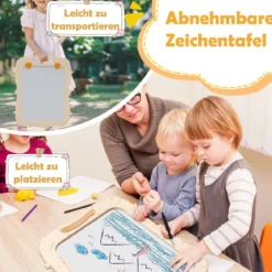 Kinder Doppelseitige Tafel mit Whiteboard & Kreidetafel Höhenverstellbare Kindertafel