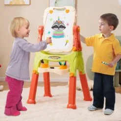 Kinder Doppelseitige Tafel mit Whiteboard & Kreidetafel Höhenverstellbare Kindertafel