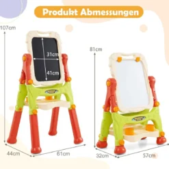 Kinder Doppelseitige Tafel mit Whiteboard & Kreidetafel Höhenverstellbare Kindertafel
