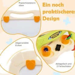 Kinder Doppelseitige Tafel mit Whiteboard & Kreidetafel Höhenverstellbare Kindertafel