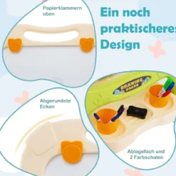 Kinder Doppelseitige Tafel mit Whiteboard & Kreidetafel Höhenverstellbare Kindertafel