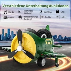 Kinder Elektroauto im Flugzeug-Look Elektroflugzeug Aufsitz mit Fernsteuerung 124 x 100 x 62 cm