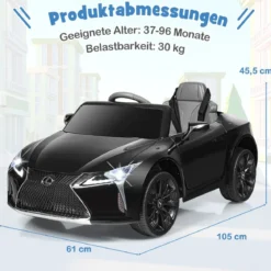 Kinder Elektroauto mit 2,4G Fernsteuerung & LED Leuchten & Musik Lexus LC500 Kinderfahrzeug Schwarz