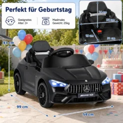 Kinder Elektroauto 12V Mercedes-AMG Kinderauto mit LED-Leuchten & 2,4G-Fernbedienung Schwarz