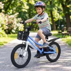 Kinderfahrrad 14/16 Zoll Fahrrad mit Höhenverstellbarem Sattel & Lenker für 3-5/4-7 Jahre Blau/Weiß