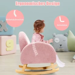 Kinder Gepolsterter Schaukelstuhl mit Massivholzbeinen Rosa