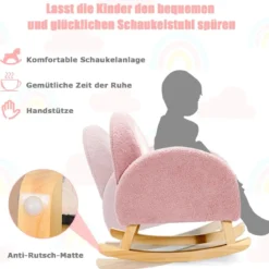 Kinder Gepolsterter Schaukelstuhl mit Massivholzbeinen Rosa