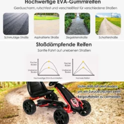 Kinder Gokart Kinder-Kart mit verstellbarem Sitz Kindergefährt 104 x 59 x 62 cm Schwarz