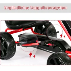 Kinder Gokart Kinder-Kart mit verstellbarem Sitz Kindergefährt 104 x 59 x 62 cm Schwarz