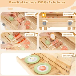 Kinder Grill-Spielset mit Spiel-Lebensmitteln & Grill-Werkzeugen & Zubehör Küchen Set