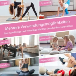 Kinder Gymnastikstange mit Gymnastikmatte Höhenverstellbar Reckstange 90-130 cm Rosa