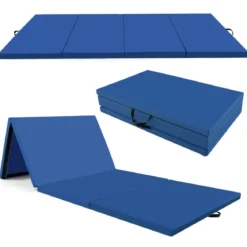 Kinder Gymnastikstange mit Gymnastikmatte Höhenverstellbar Reckstange 90-130 cm Blau