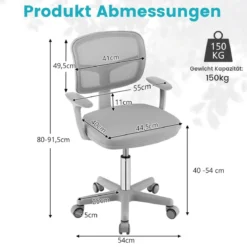 Kinder Höhenverstellbarer Schreibtisch + Computerstuhl Set Studiertisch Kinderstuhl