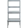 Kinder Küchenhocker Küchenhocker mit Geländer 2 Stufen Lernturm Kinder Tritthocker aus Bambus Grau