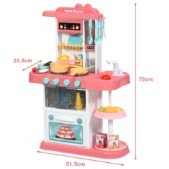 Kinder Küchen Kochset Kinderküche mit Spieluhr und Lichtern Spielzeugküche für Kleinkinder Rosa