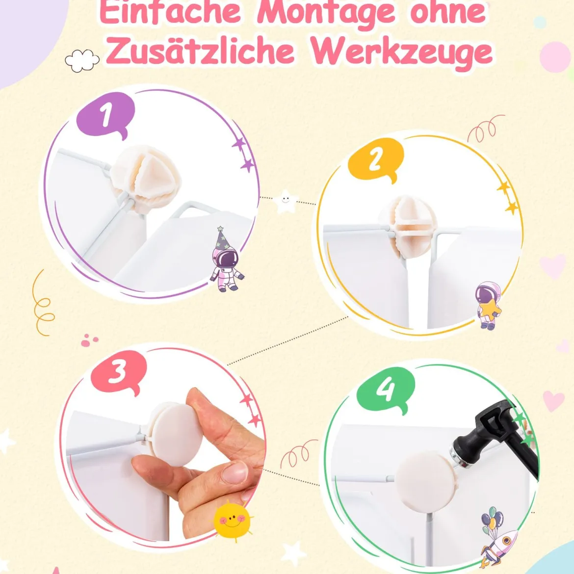 Kinder Kleiderschrank mit 2 Hängeabschnitten & 12 Würfeln Niedliche Cartoon-Kommode Weiß