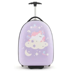 16" Kinderkoffer mit 2-stufigem Teleskopgriff Kindertrolley Kinder Handgepäck Einhörner