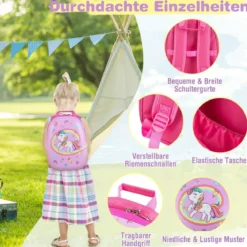 Kinderkoffer Rollender Hartschalen-Koffer 2-Teiliges Handgepäck-Set mit Spinner-Rädern Rosa