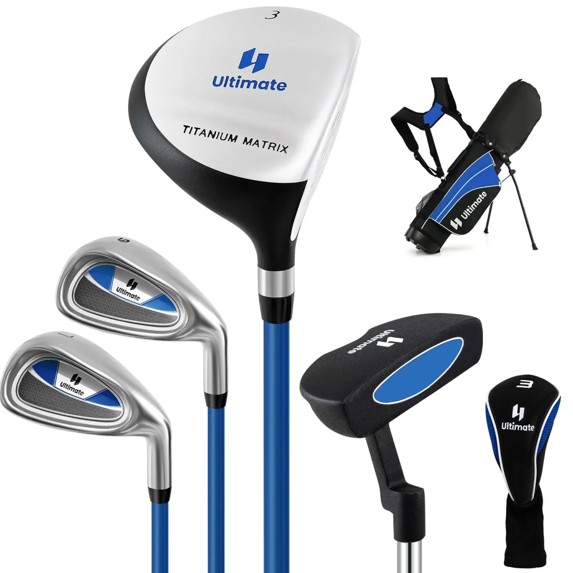 Kinder Komplettes Golf-Schlägerset Rechtshänder Golfset für Kinder von 11-13 Jahren Blau