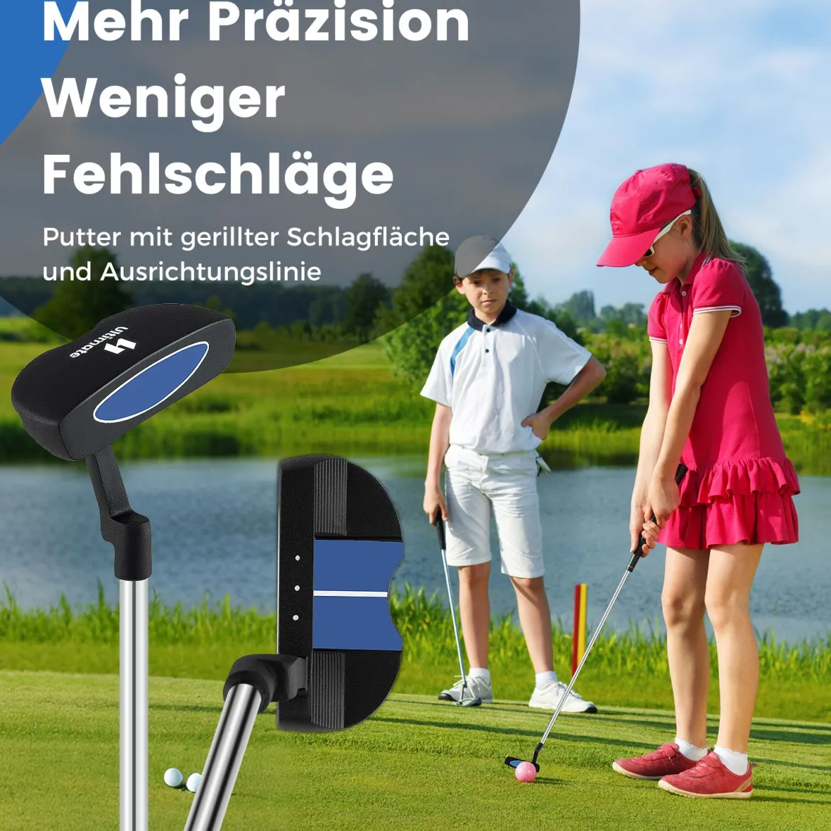 Kinder Komplettes Golf-Schlägerset Rechtshänder Golfset für Kinder von 11-13 Jahren Blau