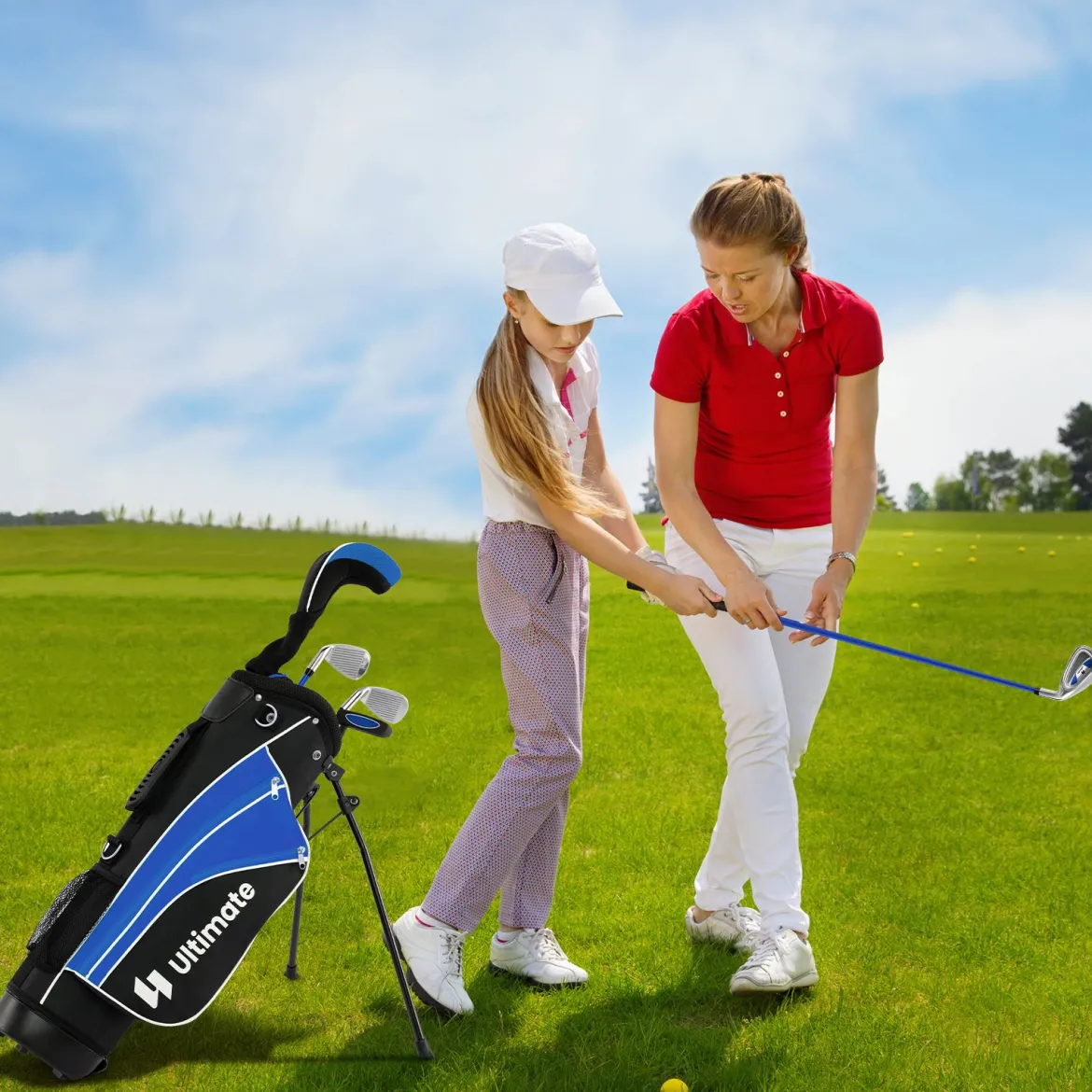 Kinder Komplettes Golf-Schlägerset Rechtshänder Golfset für Kinder von 11-13 Jahren Blau