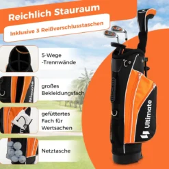 Kinder Komplettes Golf-Schlägerset Rechtshänder Golfset für Kinder von 11-13 Jahren Orange