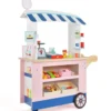 Kinder Lebensmittelwagen aus Holz auf 3 Rädern mit Kasse Foodtruck für Kinder ab 3 J.
