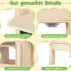 Kinder Matschküche aus Massivholz ab 3 Jahren zum Rollenspiel mit Kreidetafel Herd & Wasserhahn für Garten & Balkon