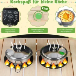Kinder Matschküche aus Massivholz ab 3 Jahren zum Rollenspiel mit Kreidetafel Herd & Wasserhahn für Garten & Balkon